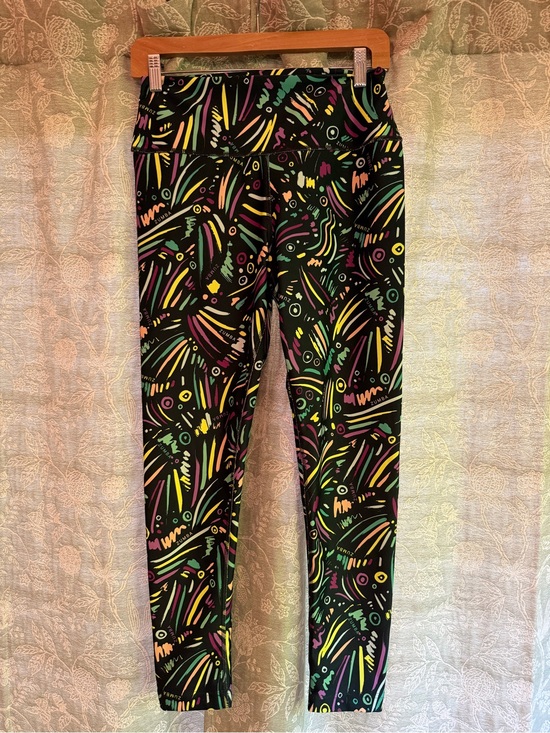 Zumba Fitness Pants - Zumba Fitness Black Leggings with Neon Multicolor Abstract Print